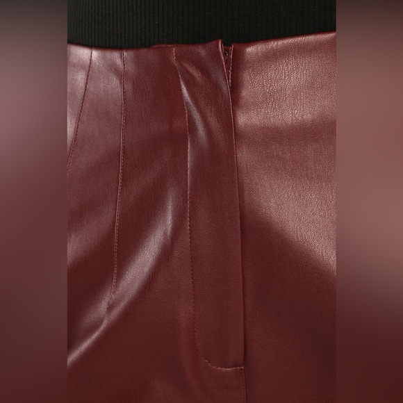 NWT Lulus Icon Living Burgundy Vegan Leather High-Waisted Trousers - Picture 5 of 5
